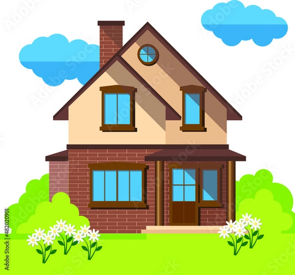 Obraz Vector illustration of a modern house with two floors