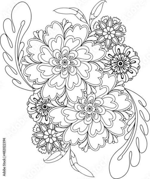 Obraz Abstract vector flowers coloring page