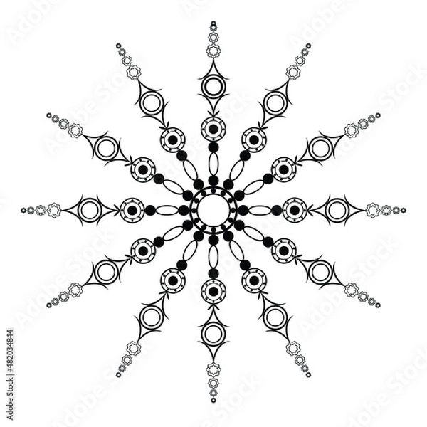 Fototapeta Circular pattern in form of mandala for Henna, Mehndi, decoration. Decorative ornament in ethnic oriental style. 
