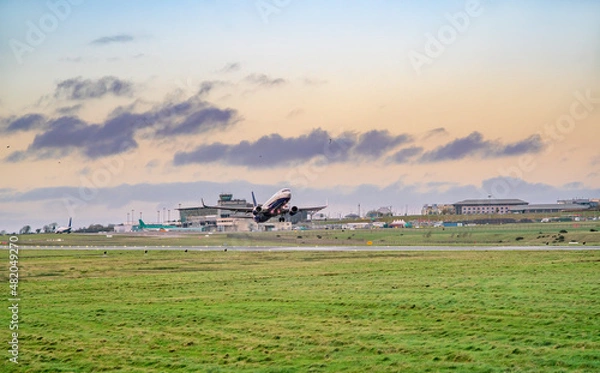 Obraz Airplane on the runway in the airport