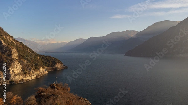 Fototapeta Top view of the west coast of Lake Iseo
