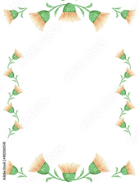 Fototapeta Frame of flowers for invitation, text, greeting card