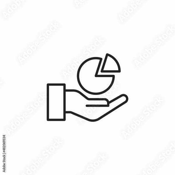 Fototapeta Hand Giving A Pie Chart. Data usage pie chart in hand icon vector. Hand Pie Chart Icon Vector. Hands give circle diagram illustration. Report Graph Logo. Audit Symbol.