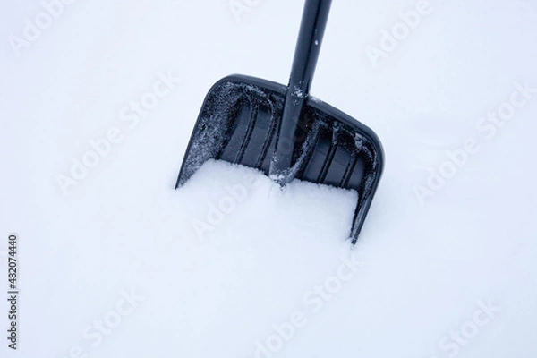 Fototapeta black plastic shovel for snow removal