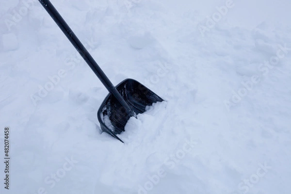 Fototapeta black plastic shovel for snow removal