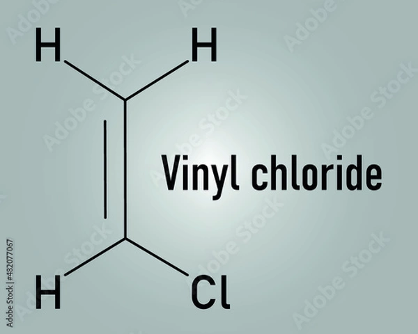 Fototapeta Vinyl chloride, polyvinyl chloride or PVC plastic building block. Skeletal formula. Chemical structure