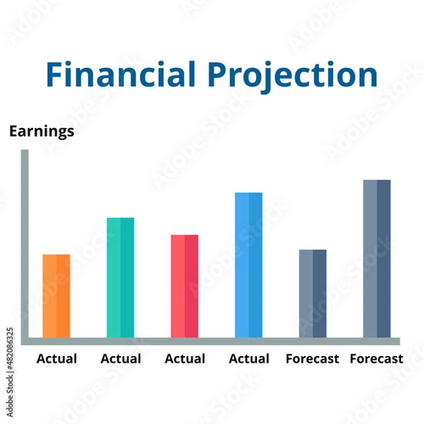 Fototapeta Financial projection vector. Analyst forecasts company earnings. Finance and business concept.