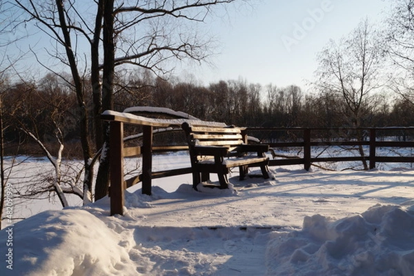 Obraz bench in the snow