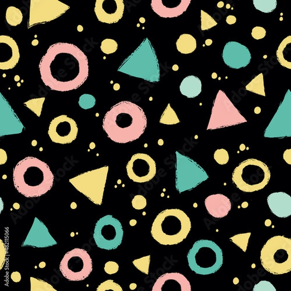 Fototapeta Simple seamless pattern with triangles and polka dots. Seamless pattern can be used for wallpapers, pattern fills, web page backgrounds, background textures.