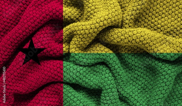 Fototapeta Guinea-Bissau flag on knitted fabric. 3D-image