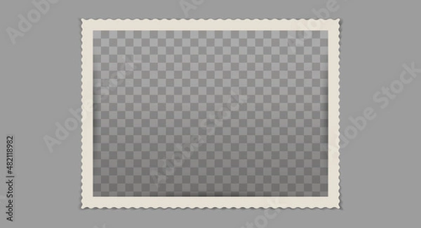 Obraz Old photo frame, retro snapshot with carved edge template. 3D realistic vector illustration.