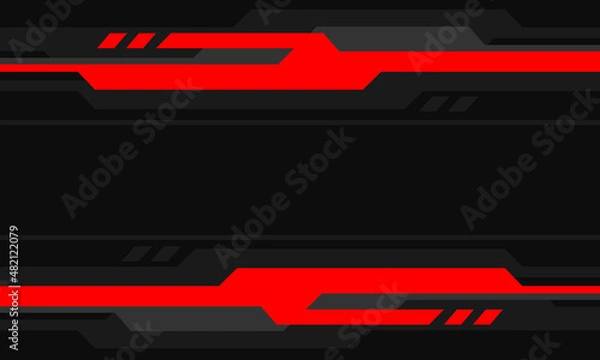 Fototapeta Abstract red black cyber banner direction geometric with blank space design modern futuristic background vector