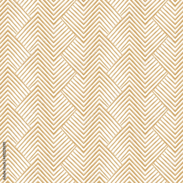 Fototapeta Abstract geometric pattern with stripes, lines. Seamless vector background. White and gold ornament. Simple lattice graphic design