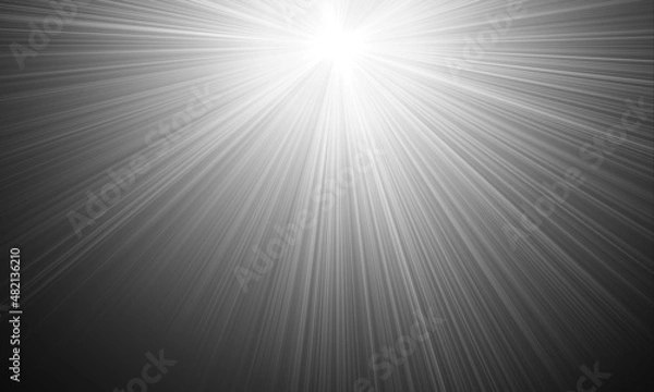 Fototapeta Ray light or sunburst isolated on black background for overlay design or screen blending mode