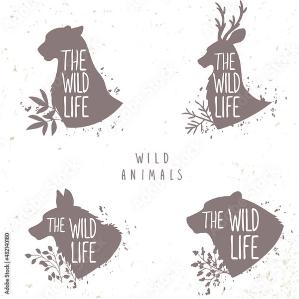 Obraz set silhouette animals