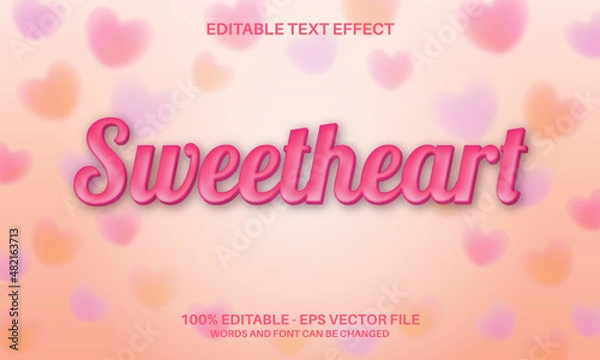 Obraz Sweetheart editable text effect with blur pastel background for valentines day greeting card
