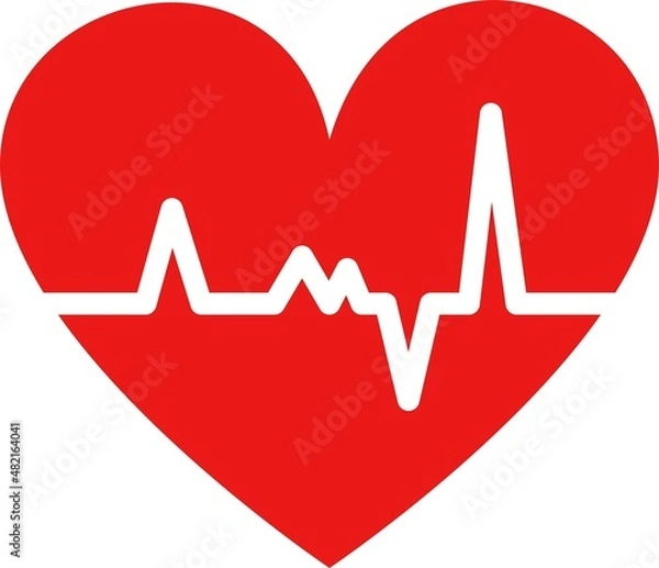 Obraz 心拍数と赤いハートのイラスト