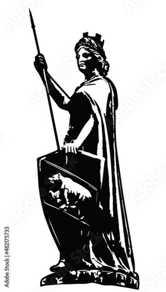 Obraz Helvetia silhouette statue in Bern with shield and pike