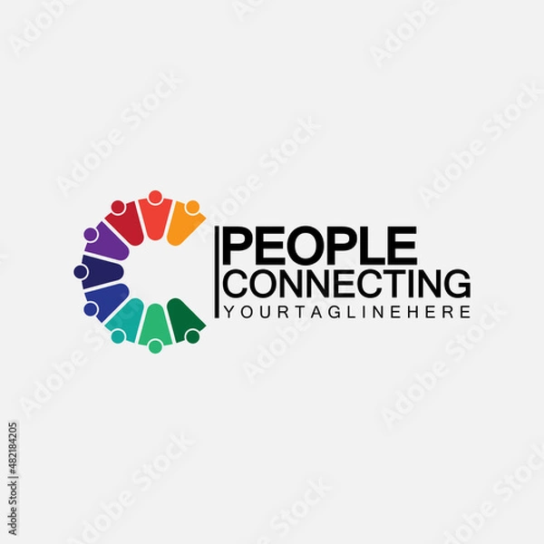 Obraz Abstract Initial Letter C Connecting People Logo Vector  Design Template