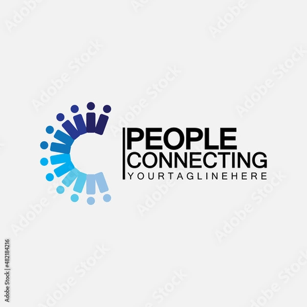 Obraz Abstract Initial Letter C Connecting People Logo Vector  Design Template
