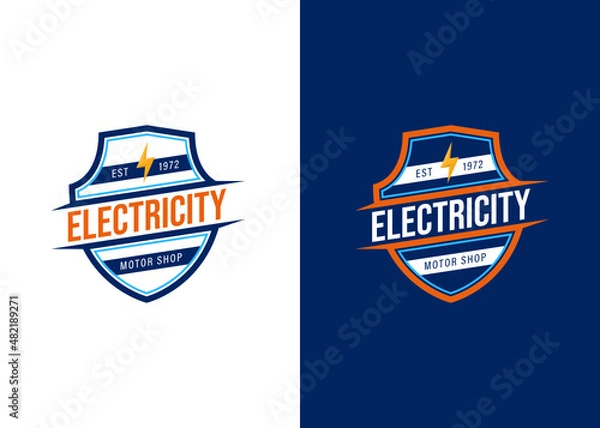 Fototapeta Iconic Emblem Electricity Logo Template