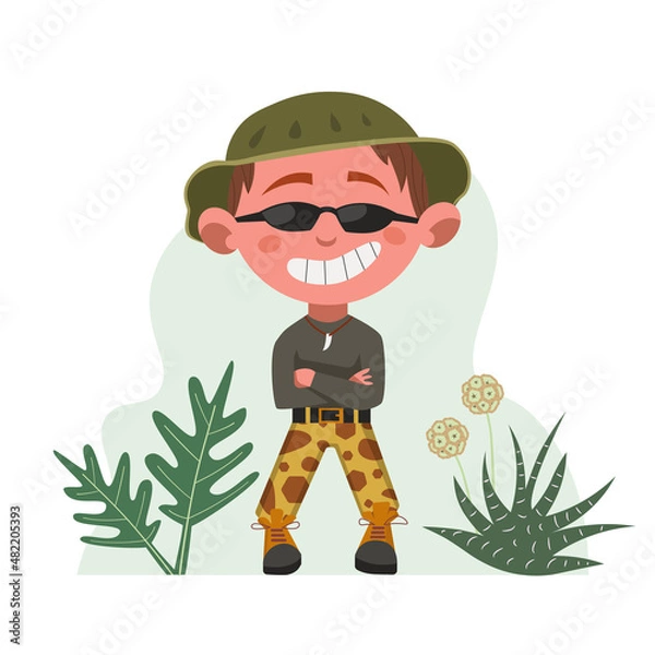 Obraz Safary boy character vector illustration .
