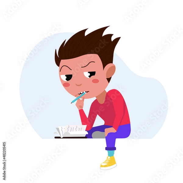 Obraz Studing thinking scholar or student vector illustration.