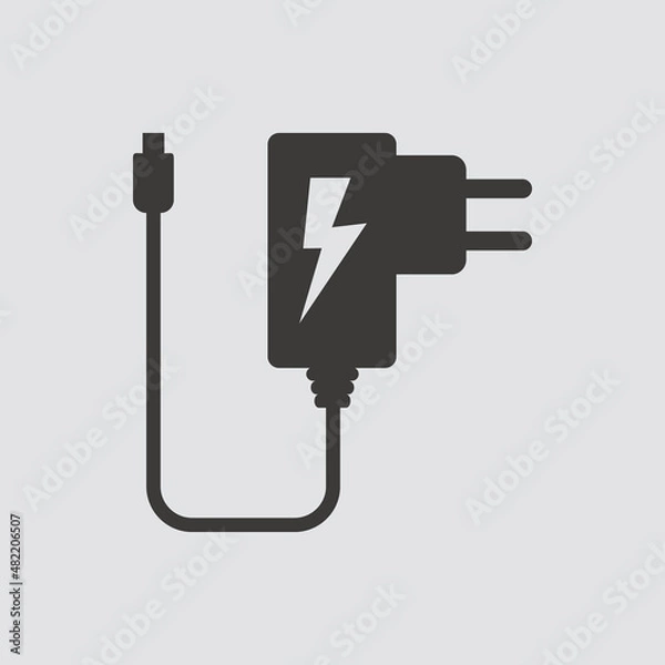 Fototapeta Power adapter icon isolated of flat style. Vector illustration.