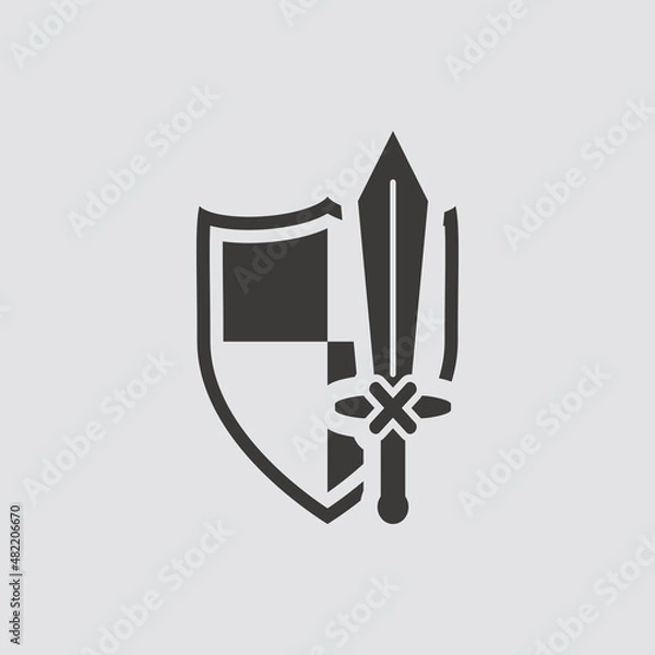 Fototapeta Shield icon isolated of flat style. Vector illustration.
