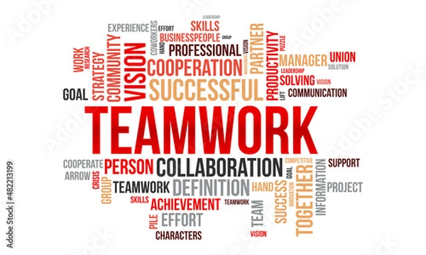 Obraz Teamwork word cloud template. Business concept vector background.