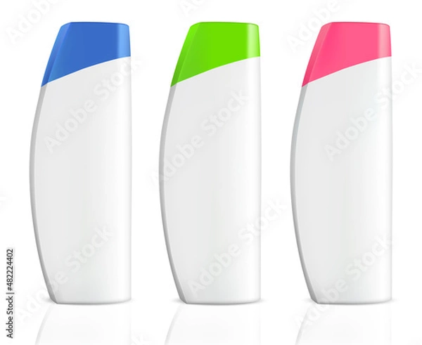 Obraz Vector drawing, white plastic shampoo bottles or shower gels