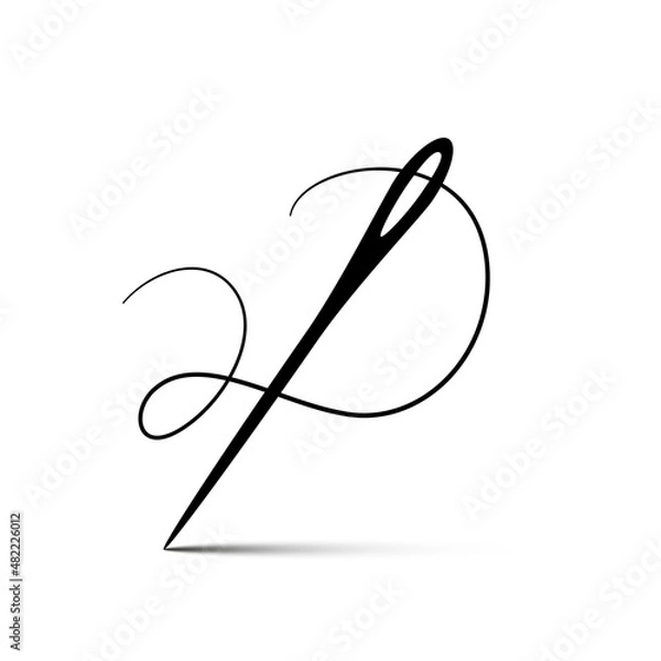 Fototapeta Needle with thread isolated on white background - vector