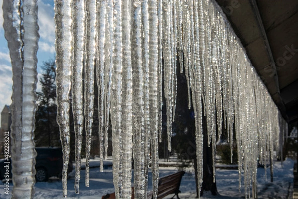 Fototapeta icicles on a roof