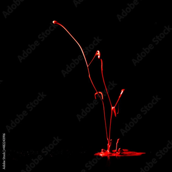 Fototapeta Red Paint Splash - Black Background