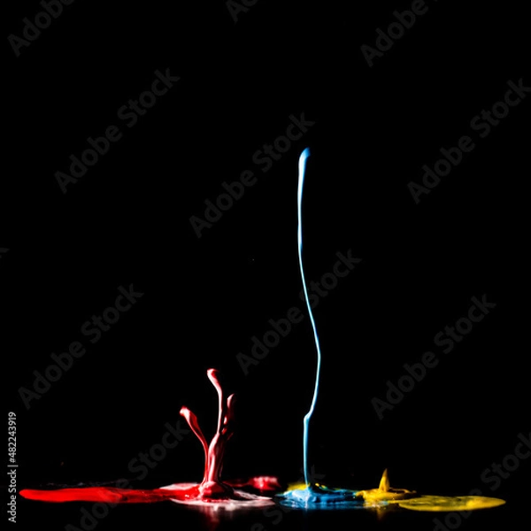 Obraz Colourful Paint Splash - Black Background