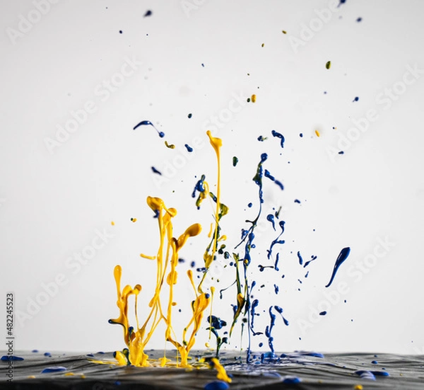 Fototapeta Colourful Paint Splash - White Background