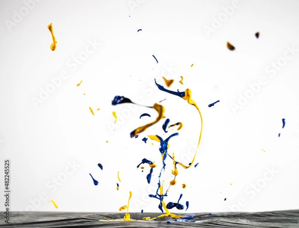 Fototapeta Colourful Paint Splash - White Background