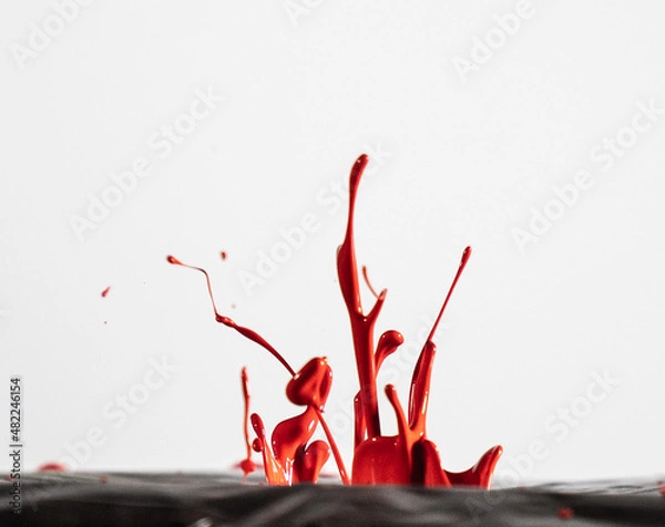 Fototapeta Red Paint Splash - White Background