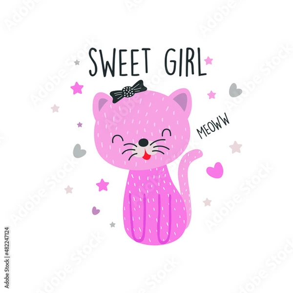 Obraz Sweet  print design with slogan. Vector illustration design for fashion fabrics, prints.