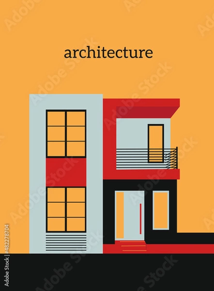 Fototapeta Architecture conceptual drawings. Colorful modern house backgrounds. Vector illustration.