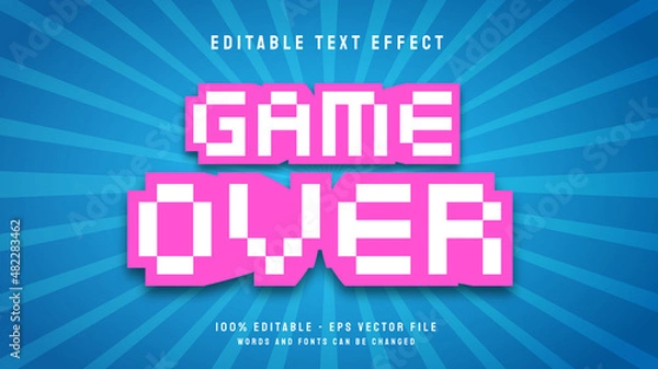Obraz Game over 3d cartoon editable text effect template with pixel style