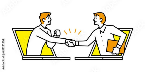 Obraz オンライン商談が成立した若手ビジネスパーソン