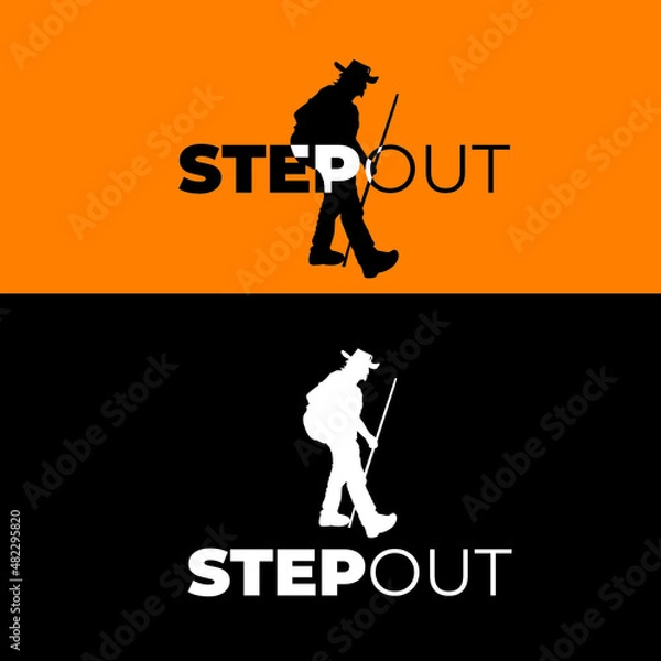 Fototapeta traveler and adventurer logo with simple concept