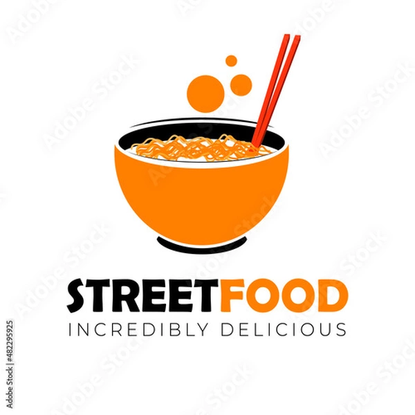 Fototapeta vector street food logo with bright and simple colors