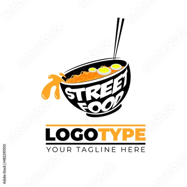 Fototapeta vector street food logo with bright and simple colors