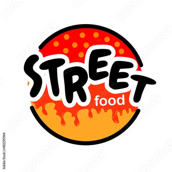 Fototapeta vector street food logo with bright and simple colors