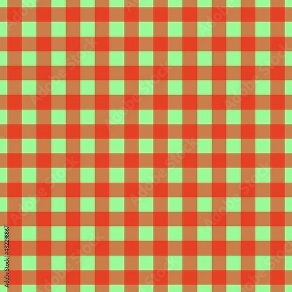 Obraz Plaid pattern. Pale Green on Red color. Tablecloth pattern. Texture. Seamless classic pattern background.