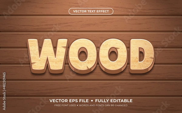 Obraz Wood Editable Vector Text Effect.