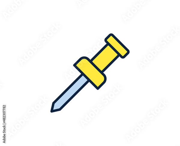 Fototapeta Push pin line icon. Vector symbol in trendy flat style on white background. Office sing for design.