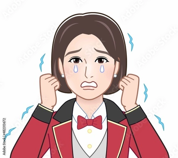 Fototapeta ブルブル震えて泣いている女性